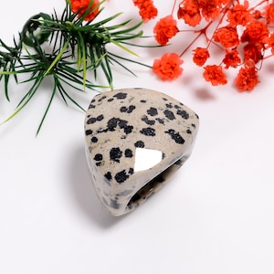 Handmade Dalmatian Jasper Trillion Ring: Healing Crystal Jewelry