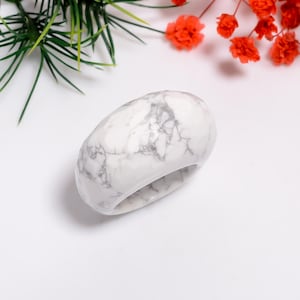 Natural Howlite Gemstone Ring | Handmade Ring | Howlite Jewelry | Healing Power Crystal Ring | Gift For Men & Woman | Howlite Crystal Ring