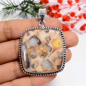 Laguna Lace Agate Sterling Silver Pendant: Vintage Bohemian Jewelry