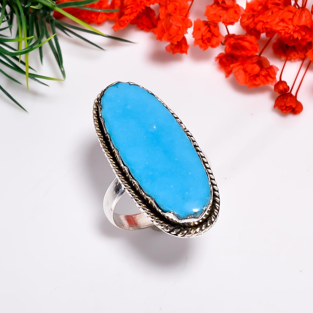 Sleeping Beauty Turquoise Ring: Oxidized Sterling Silver Boho Ring - Etsy