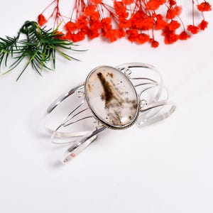 Handmade Montana Agate Cuff Bracelet: Adjustable Sterling Silver