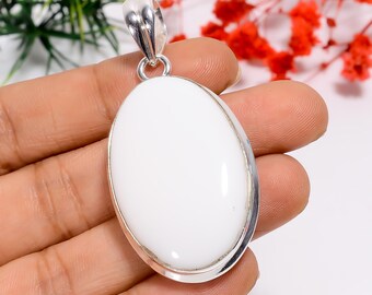 White Coral Sterling Silver Pendant: Oval Bezel Setting, Handmade