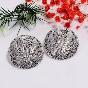 Oxidized Silver Stud Earrings: Gothic Bohemian Design