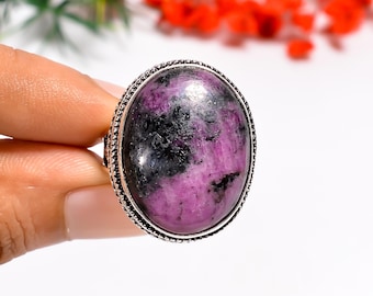 Rubin Zoisitring: Oval sterlingsilverring i boho-stil