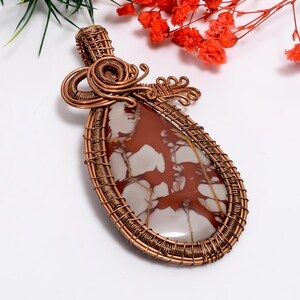 Natural Noreena Jasper Copper Brass Pendant | Wire Wrap Pendant | Handcrafted Bohemian Jewelry | Healing Power Crystal | Meditation Jewelry