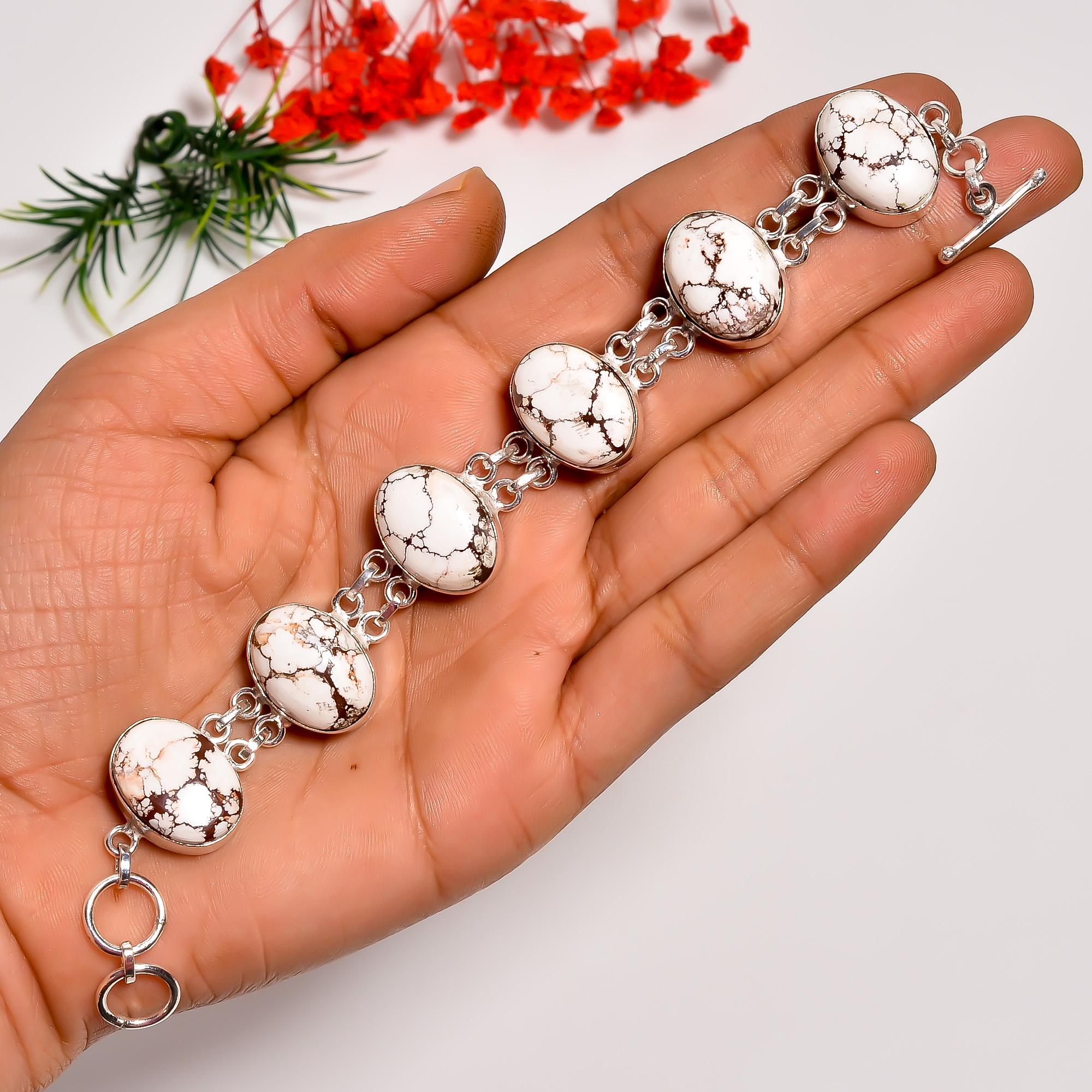 Wild Horse Magnesite Jasper Sterling Silver Bracelet, Handmade