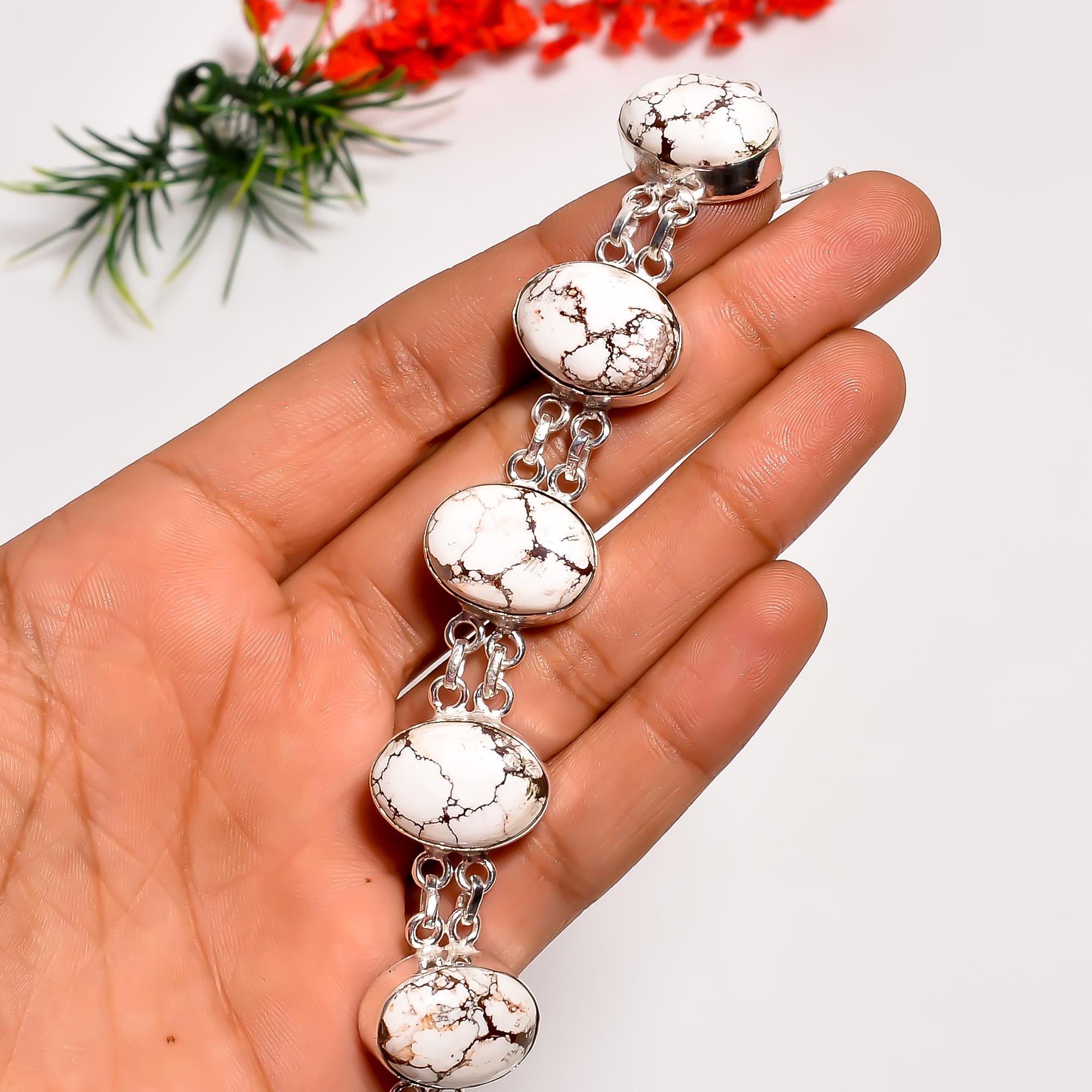 Wild Horse Magnesite Jasper Sterling Silver Bracelet, Handmade