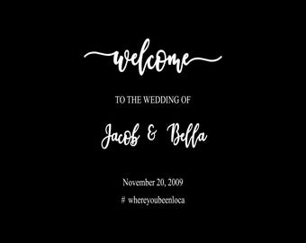 Personalized Wedding Welcome Sign Vinyl Decal: Custom Names & Date