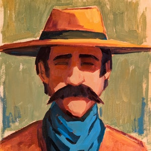 dipinto a olio originale + stampe, "lardeo hustler" / dipinto da cowboy, dipinto western, arte da cowboy, dipinto a olio western