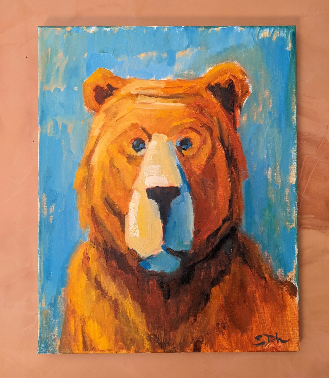 Original Oil Painting Prints, hector Oil on Canvas, Bear Painting, Wildlife Painting, Original