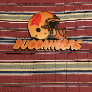 Vintage Retro Tampa Bay Buccaneers Football Helmet Wood Art