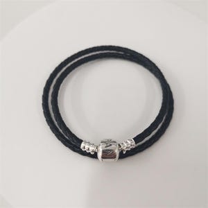 new pandora bracelet double braided leather black