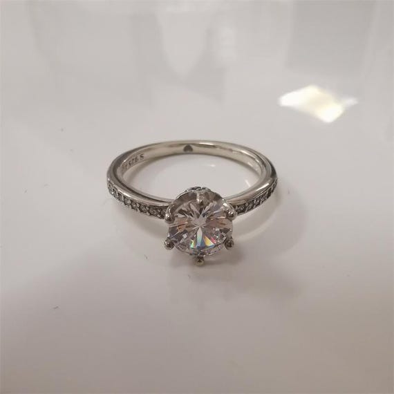pandora clear sparkling crown solitaire ring s925 ale