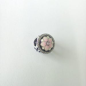 PANDORA Dangle Charm Magnolia Bloom Sterling Silver Pink