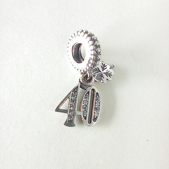 New Pandora 40th Years Birthday Anniversary Charm with Pouch