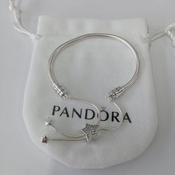 Pandora Moments Pavé Star & Snake Chain Sliding Bracelet - Etsy