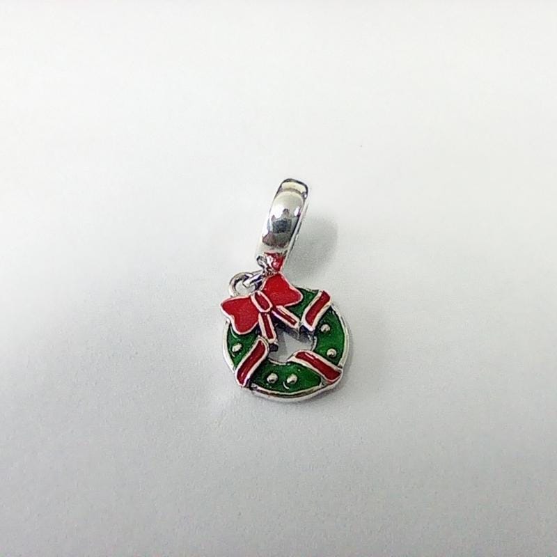 Pandora Christmas Holiday Wreath Dangle Charm S925 Ale