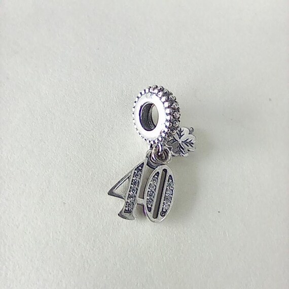 New Pandora 40th Years Birthday Anniversary Charm with Pouch