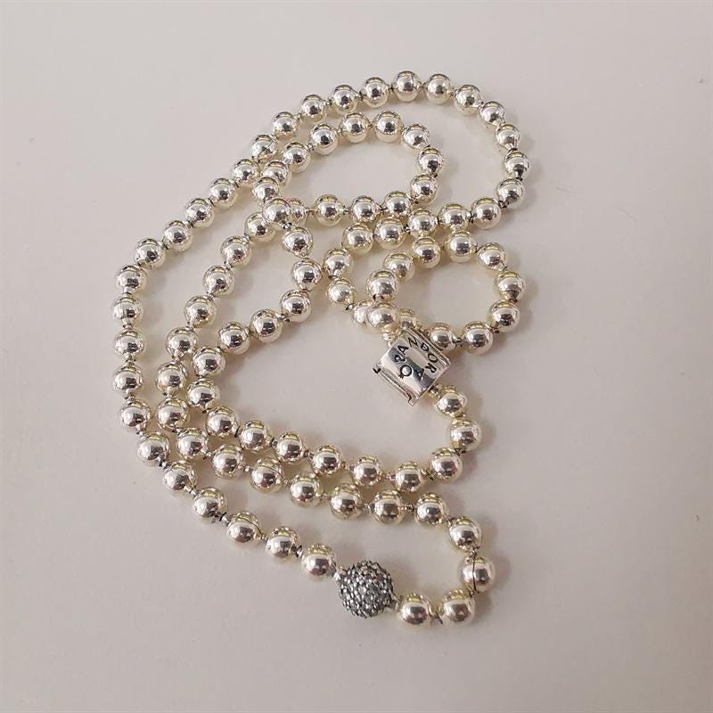 pandora 45cm beads and pave necklace hallmark s925 ale brand new
