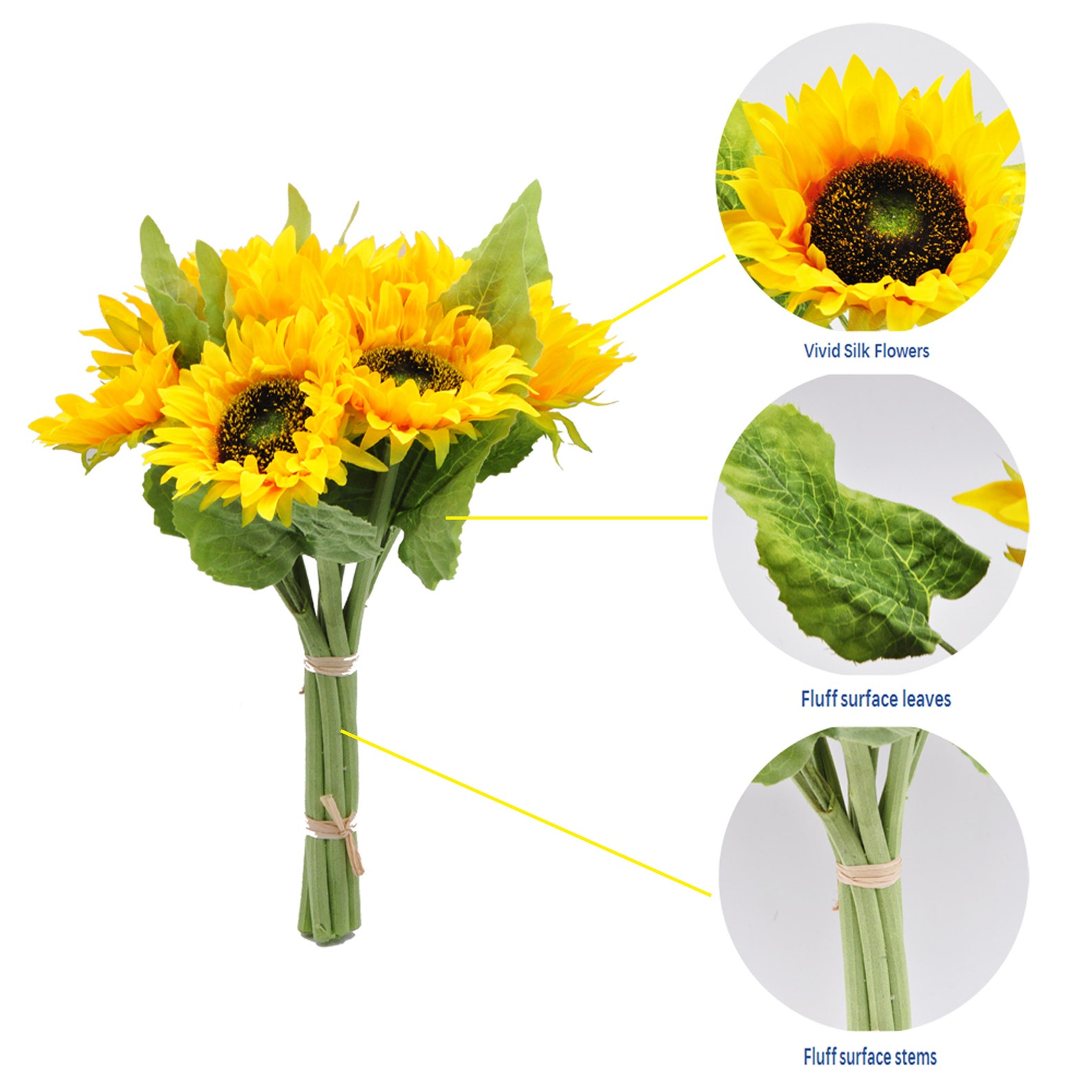 2pcs Artificial Sunflower Bouquets Realtouch Silk Flowers for Etsy