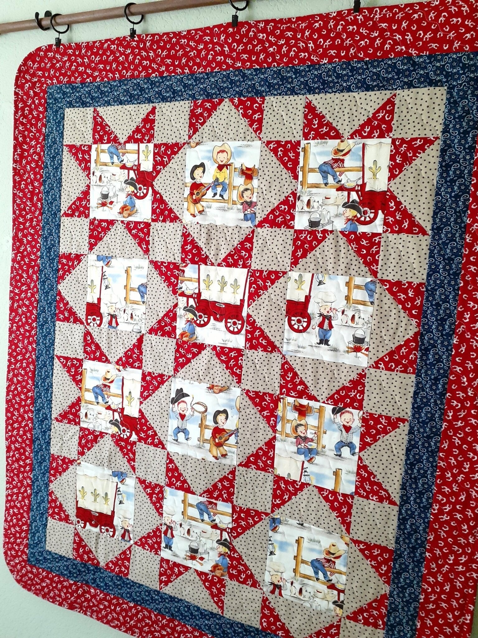 Little Cowboy Western Baby Quilt/wall Hanging....red - Etsy little-cowboy-western-baby-quilt-wall-hanging-red-etsy