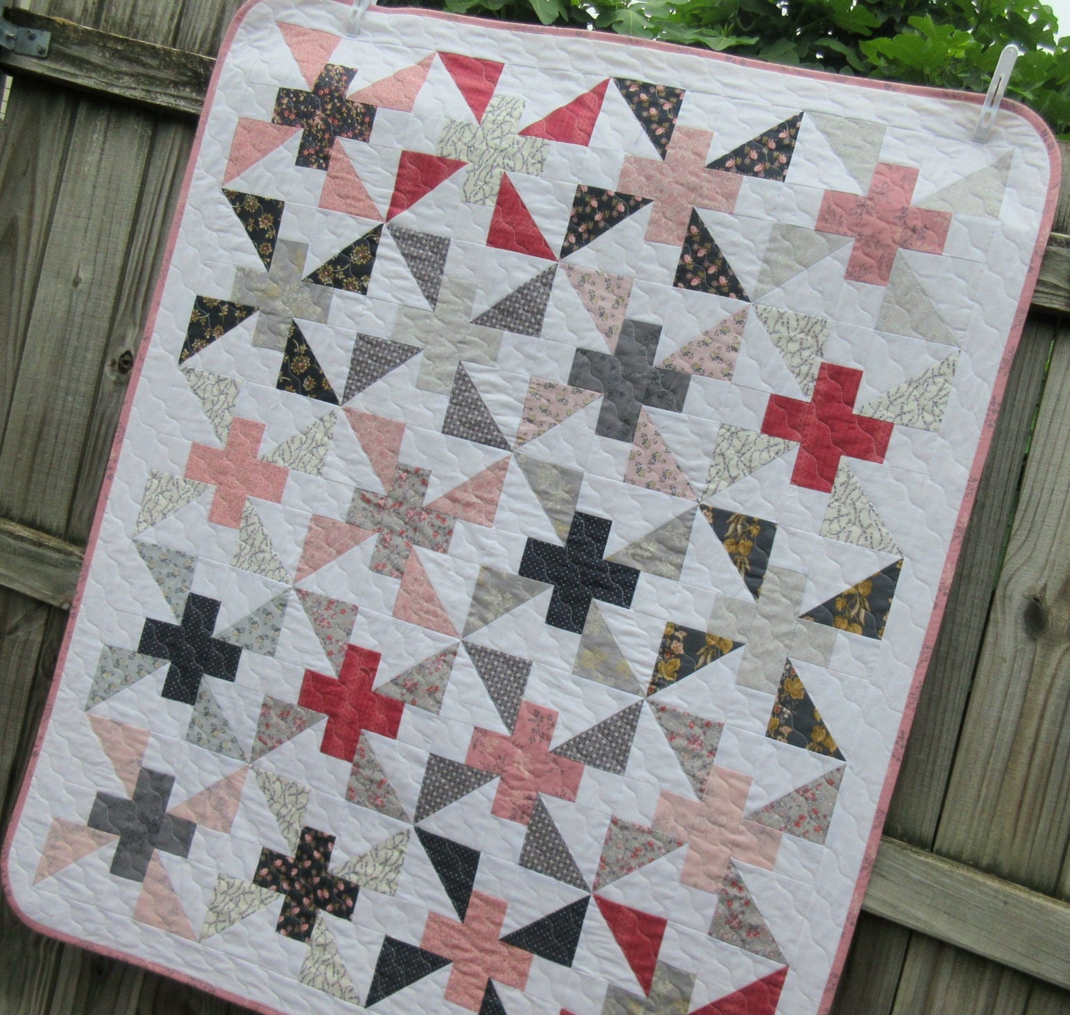Pinwheel Patchwork Quilt: Handmade Cotton Lap Quilt - Moonstone Fabric ...