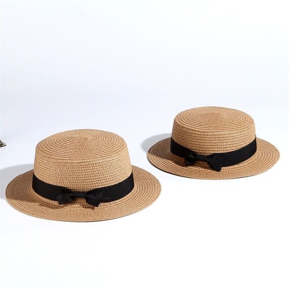 Simple Summer Beach Hat Female Casual Women Flat Brim Bowknot Straw Cap