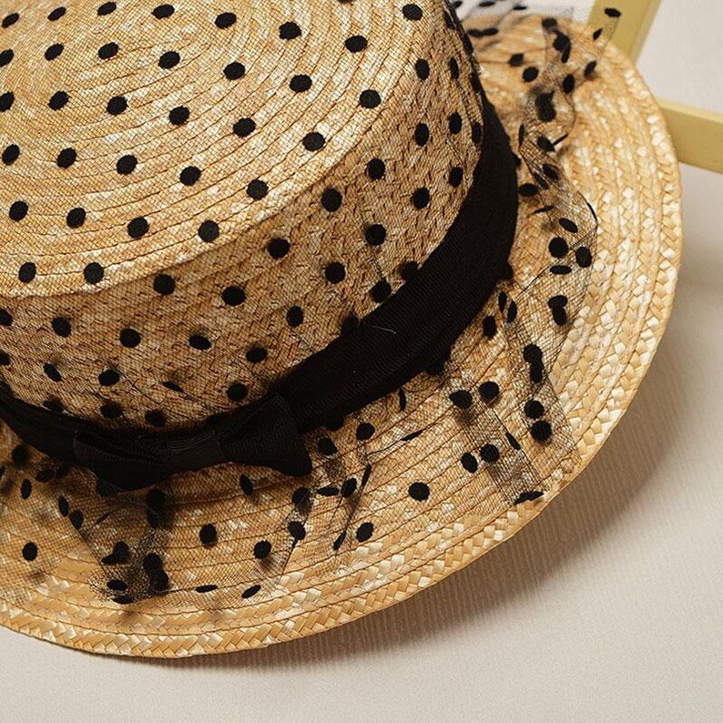 Parent-child Lace Mesh Dots Bow Flowers Straw hats 2019 New Spring Women/'s sun hat Solid Sunmmer Beach female Sun hat