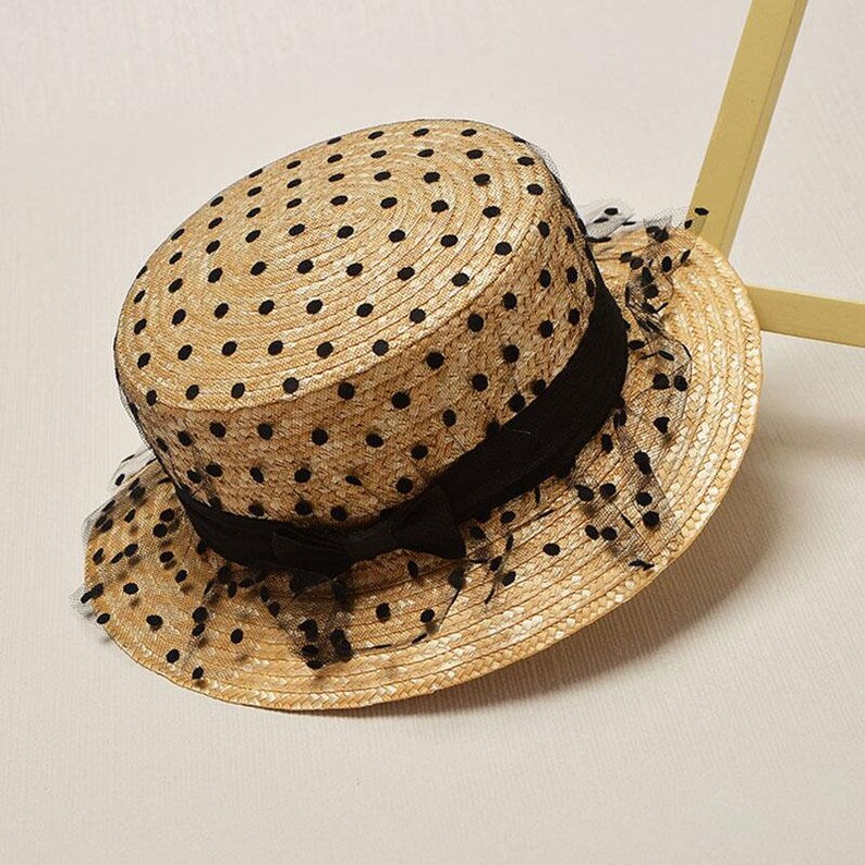 Parent-child Lace Mesh Dots Bow Flowers Straw hats 2019 New Spring Women/'s sun hat Solid Sunmmer Beach female Sun hat
