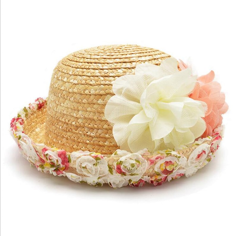 Parent-child Lace Mesh Dots Bow Flowers Straw hats 2019 New Spring Women/'s sun hat Solid Sunmmer Beach female Sun hat