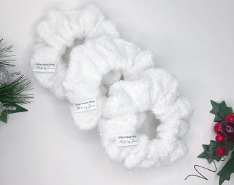 Mini Hair Scrunchie Towel Accessory Handmade White