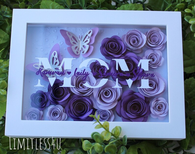 Mom Shadow Box / 5x7 Flower Shadow Box / Personalized Shadow Etsy