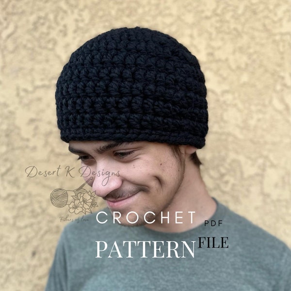 Crochet Beanie PATTERN, Men's Hat Pattern, Toque Pattern, Scull Cap Pattern, Fishermen’s Cap Pattern, Unisex Beanie Crochet Pattern.