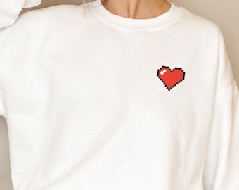 Heart Sweatshirt, Cute Heart Lover Sweater, Pixel Heart Crewneck, Heart Top Gift, Cute Heart Gift, Cute Heart Icon UNISEX SWEATSHIRT