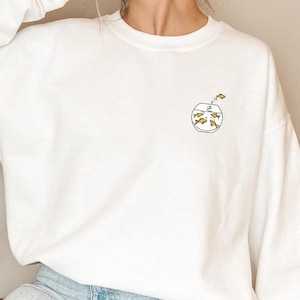 Moletom de peixe, suéter com ícone de peixe dourado, gola redonda de aquário, camiseta regata de peixe dourado, presente para amantes de peixes, MOLETOM UNISSEX