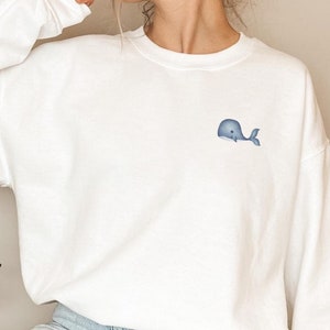 Whale Sweatshirt, Cute Whale Icon Sweater, Humpback Whale Crewneck, Whale Top Gift, Cute Ocean Lover Gift, Whale Icon UNISEX SWEATSHIRT