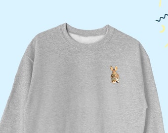 Sudadera de conejo, suéter con icono de conejo, cuello redondo con icono de conejo, regalo para amantes de los conejos, sudadera unisex con conejo