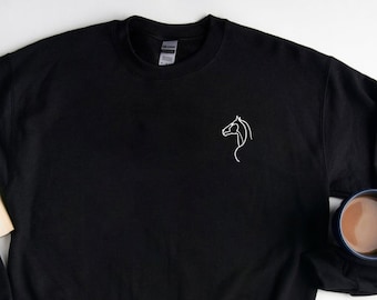 Bluza z koniem, uroczy sweter z koniem, prosta bluza dla miłośników koni, minimalistyczny sweter z koniem, bluza unisex dla miłośników zwierząt
