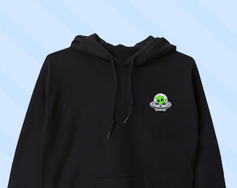 Sweat à capuche extraterrestre, sweat à capuche de vaisseau spatial extraterrestre, pull à capuche pour amoureux d'extraterrestres, sweat-shirt extraterrestre, cadeau d'icône de navire extraterrestre, sweat à capuche pour adultes unisexes