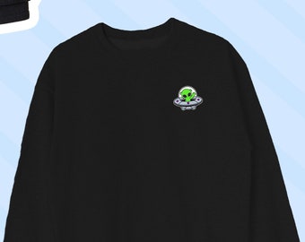 Moletom com estampa de nave espacial alienígena, moletom com ícone alienígena, moletom divertido com estampa de alienígena, blusa com estampa de nave alienígena, presente fofo para amantes de alienígenas, moletom unissex com estampa de alienígenas