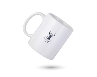 Monkey Coffee Mug, Monkey Personalized Mug, Happy Monkey Coffee Cup, Cute Monkey Mug, Monkey Friend, Gift for Him, Monkey Coworker Gift