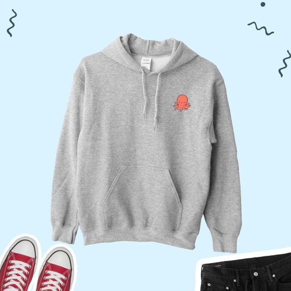 Felpa con cappuccio di polpo, felpa con cappuccio di calamari