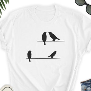 Birds t-shirt / Birds on a wire / Bird lover shirt / Graphic birds / Nature shirt / animal / Gift for family Brother Sister Gift