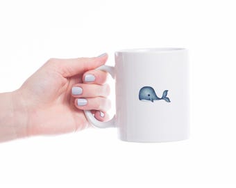Whale Coffee Mug, Ocean Lover Personalized Mug, Cute Diver Diving Coffee Cup, Whale Lover Mug, Gift for Him, Gift for Her, Co-worker Gift