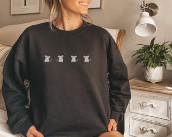 Mouse Sweatshirt, Super Cute Mouse Sweater, Happy Mouse Crewneck, Mouse Top Gift, Mouse Lover Gift, Mouse Friend UNISEX SWEATSHIRT PULLOVER