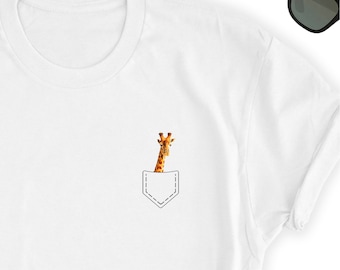 Giraffe Shirt // Giraffe Pocket Shirt // Cute Giraffe Tee // Giraffe Top // Giraffe Shirt // Giraffe Tee - Short-Sleeve Unisex T-Shirt