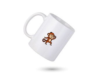Monkey Coffee Mug, Dancing Monkey Personalized Mug, Monkey Coffee Cup, Monkey Mug, Gift for Him, Gift for Her, Co-worker Gift