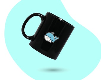 Whale Coffee Mug, Whale Personalized Mug, Cute Ocean Lover Coffee Cup, Whale Cute Mug, Gift for Him, Gift for Her, Co-worker Gift