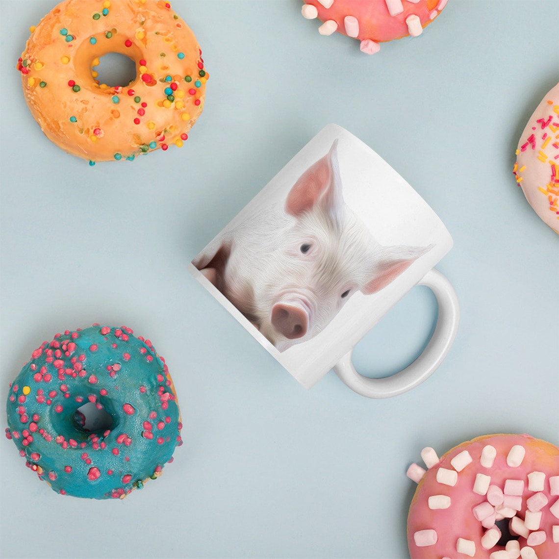Regalo Personalizado – Barro Taza De Cerdo (diseño Animal Tema, Blanco