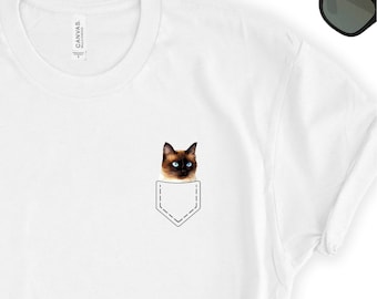 Cat Shirt // Cat Pocket Shirt // Cute Cat Tee // Kitten Top // Kitten Shirt - Short-Sleeve Unisex T-Shirt
